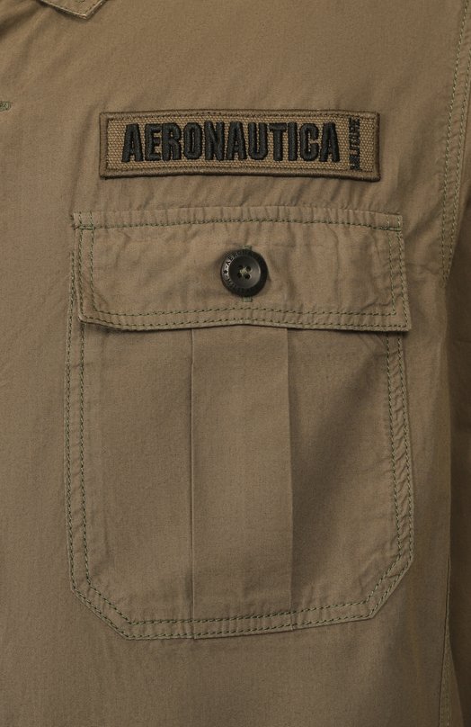 Хлопковая куртка-рубашка Aeronautica Militare 251AC032CT3505 Хаки  251AC032CT3505 Фото 6