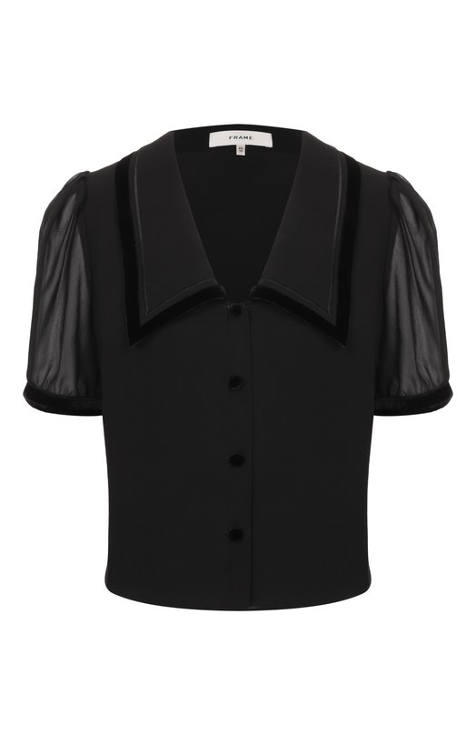 Шелковая блузка Frame Denim WP26WBL002/THE VELVET TRIM SAIL0R BL0USE Чёрный WP26WBL002/THE VELVET TRIM SAIL0R BL0USE