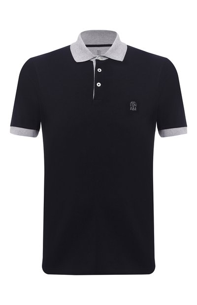Хлопковое поло BRUNELLO CUCINELLI темно-синего цвета по цене 63950 руб., арт. M0T638357G, фото 1 Хлопковое поло BRUNELLO CUCINELLI, арт. M0T638357G, фото 1