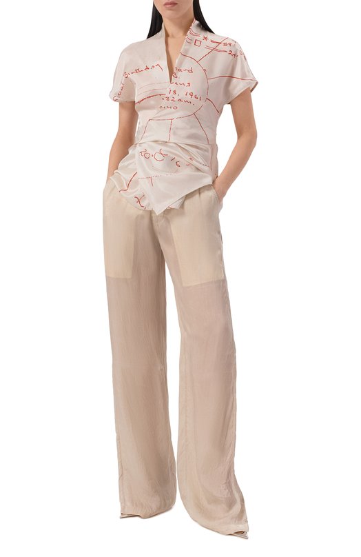 Атласная блузка Rick Owens RP01F6233/KP1 Кремовый  RP01F6233/KP1 Фото 2