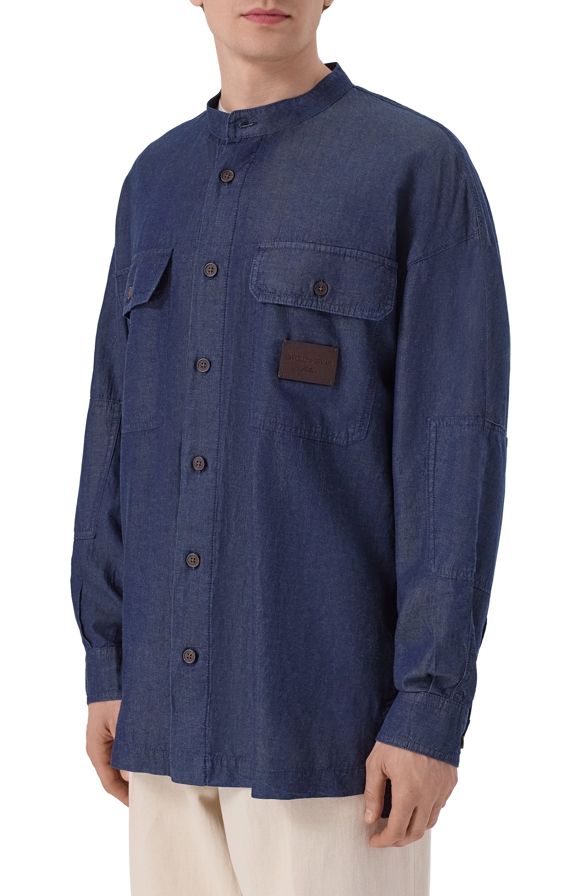 Рубашка из лиоцелла и хлопка EMPORIO ARMANI, арт. EM005495/AF25156, фото 3