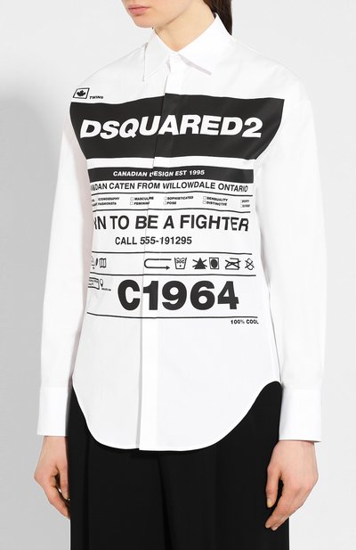 Хлопковая рубашка DSQUARED2 белого цвета по цене 35400 руб., арт. S75DL0701/S44131, фото 3 Хлопковая рубашка DSQUARED2, арт. S75DL0701/S44131, фото 3