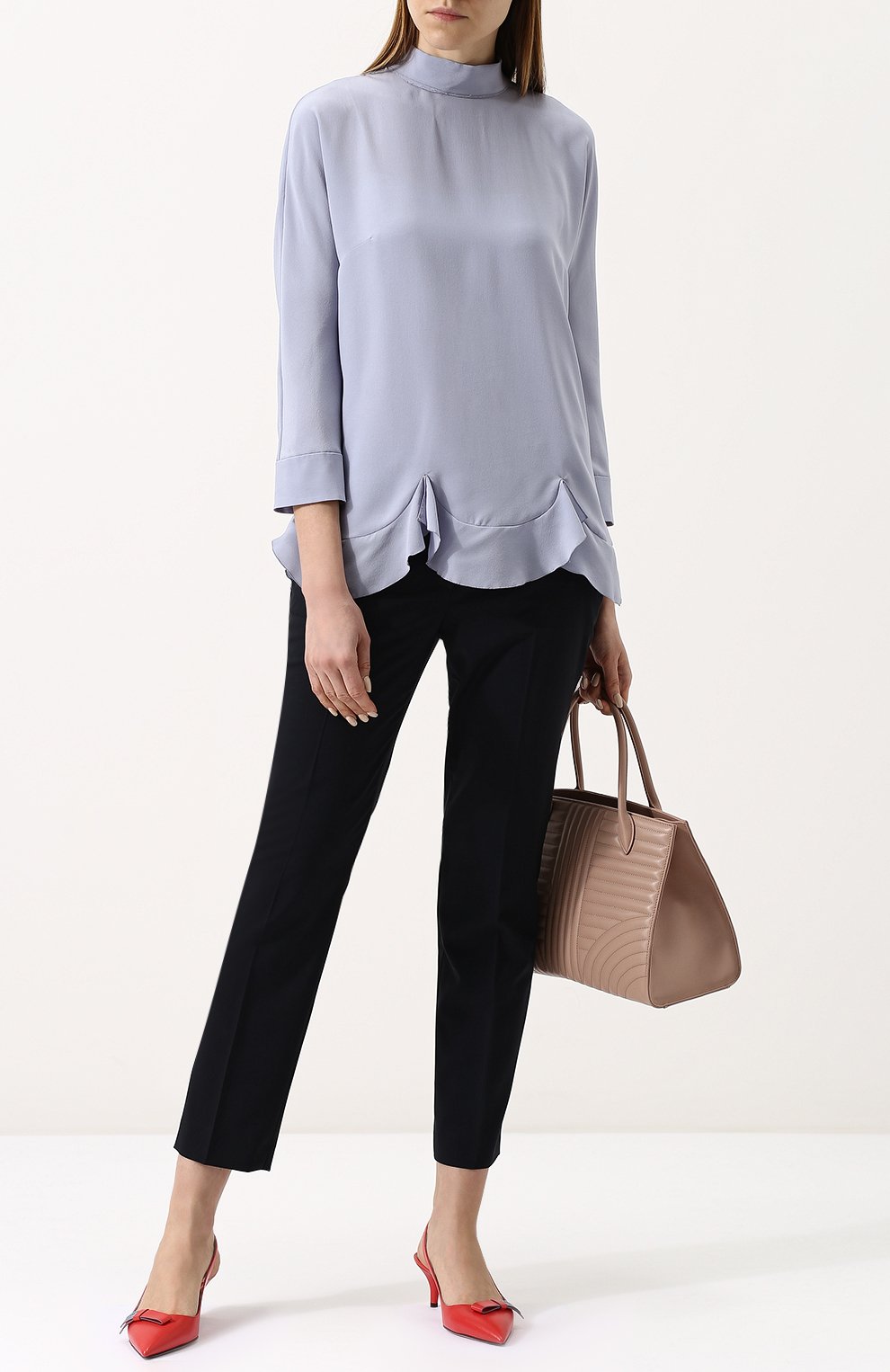 Однотонные укороченные брюки со стрелками PRADA, арт. P2469-RO1-F0008, фото 2