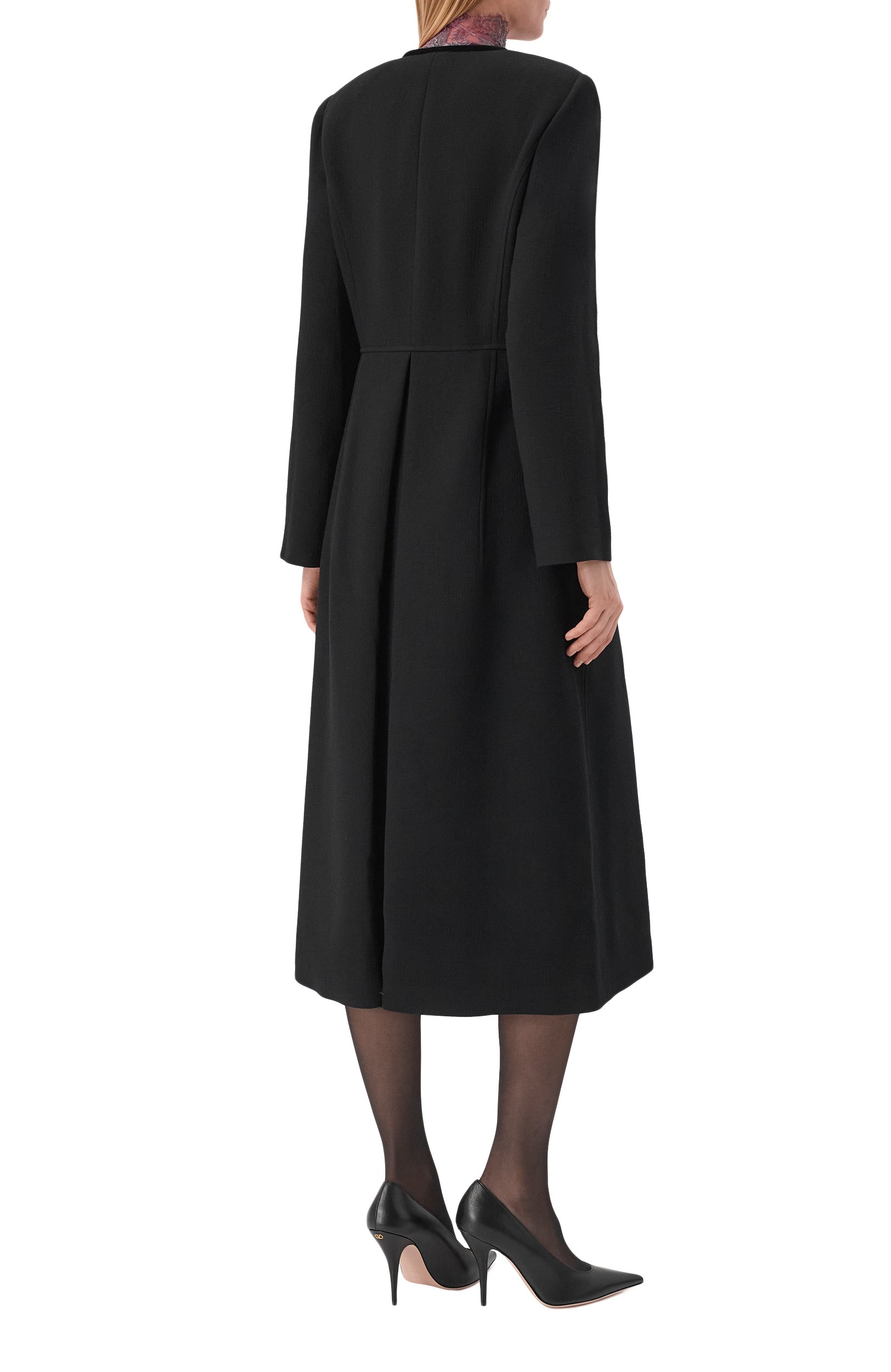 Пальто из вискозы и шерсти VALENTINO черного цвета по цене 699500 руб., арт. 9B3CA8EB/A9A, фото 4 Пальто из вискозы и шерсти VALENTINO, арт. 9B3CA8EB/A9A, фото 4