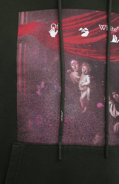 Хлопковое худи OFF-WHITE хаки цвета по цене 55700 руб., арт. 0MBB034S21FLE007, фото 5 Хлопковое худи OFF-WHITE, арт. 0MBB034S21FLE007, фото 5