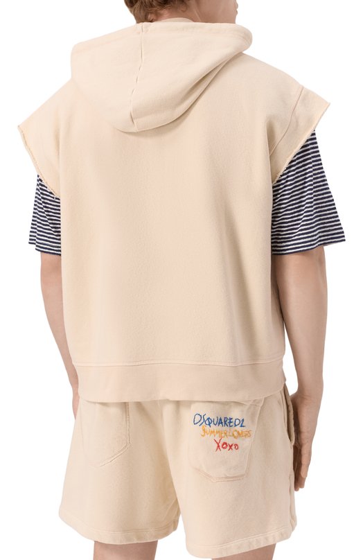 Хлопковая толстовка Dsquared2 S78HG0028/S25140 Бежевый  S78HG0028/S25140 Фото 4
