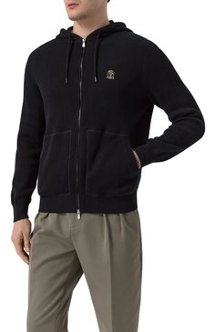 Мужской хлопковый кардиган BRUNELLO CUCINELLI черного цвета, арт. M29200416G | Фото 3 (Рукава: Длинные; Материал сплава: Проставлено; Драгоценные камни: Проставлено; Длина (для топов): Стандартные; Мужское Кросс-КТ: Кардиган-одежда; Стили: Кэжуэл; Материал внешний: Хлопок)