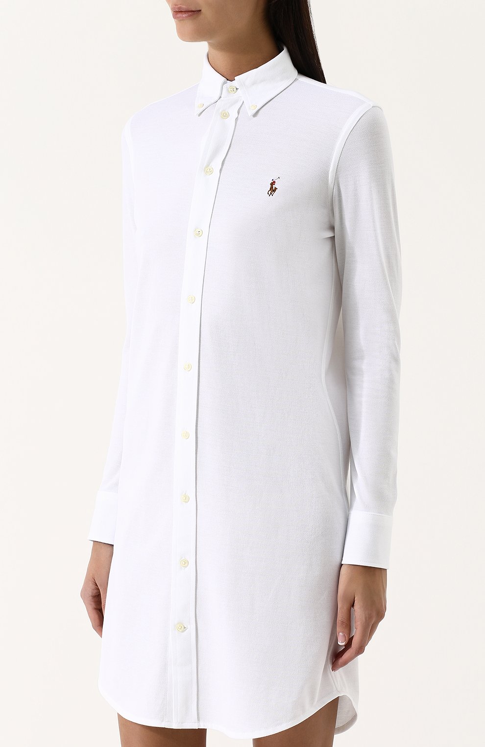 Хлопковое платье-рубашка с вышитым логотипом бренда POLO RALPH LAUREN, арт. 211659129, фото 3