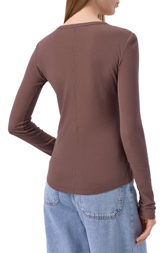 Хлопковый лонгслив Weekend Max Mara VINCITA Коричневый  VINCITA Фото 4