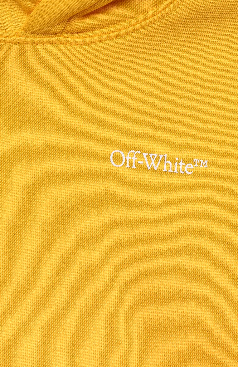 Детский хлопковое худи OFF-WHITE желтого цвета, арт. 0BBB001F23FLE011 | Фото 3 (Рукава: Длинные; Материал сплава: Проставлено; Материал внешний: Хлопок; Драгоценные камни: Проставлено; Мальчики Кросс-КТ: Худи-одежда)