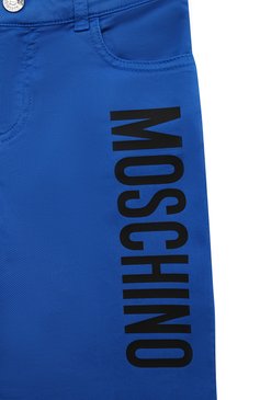Детские хлопковые шорты MOSCHINO синего цвета, ар�т. HMQ00S/LRC01/4 | Фото 3 (Материал внешний: Хлопок; Случай: Повседневный; Нос: Не проставлено)