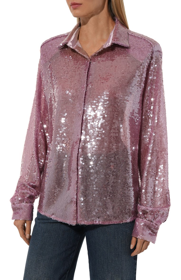 Блузка с отделкой пайетками THE NEW ARRIVALS ILKYAZ OZEL, арт. C0LETTE SHIRT IN TR0PICAL VI0LET, фото 3