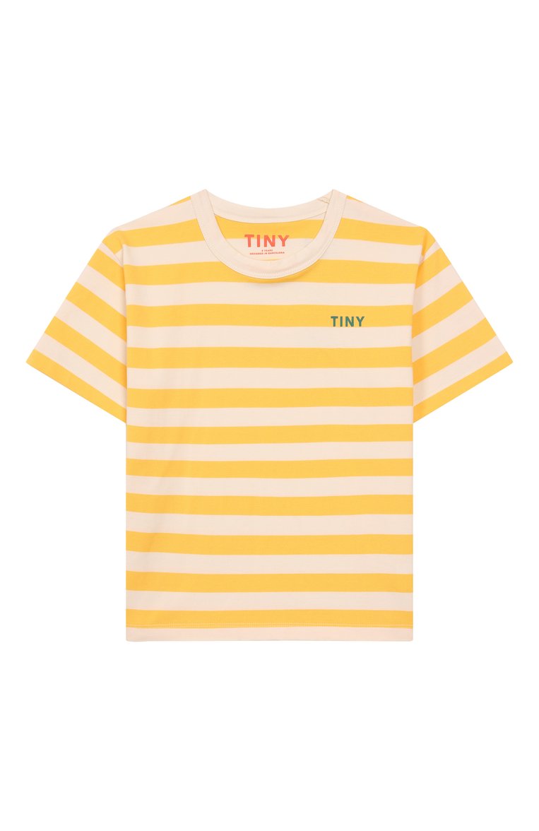 Детская хлопковая футболк�а TINYCOTTONS желтого цвета, арт. SS25-111 | Фото 1 (Рукава: Короткие; Материал внешний: Хлопок; Мальчики Кросс-КТ: Футболка-одежда; Автоматизация ТО: Проставлено; Автоматизация состава: Проставлено; Ростовка одежда: 4 года | 104 см, 8 лет | 128 см, 6 лет | 116 см, 10 - 11 лет | 140 - 146см, 2 года | 92 см, 3 года | 98 см)