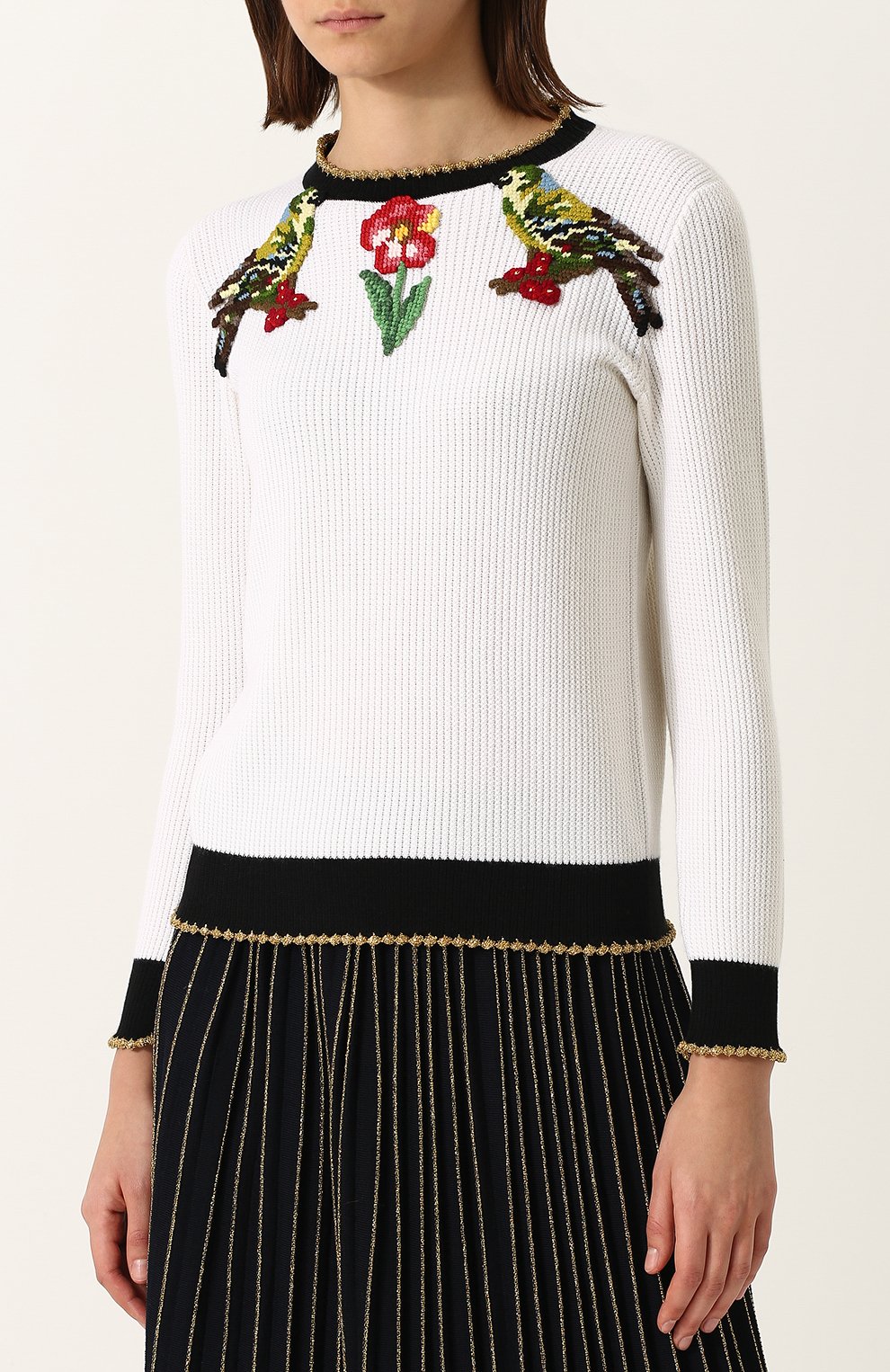 Пуловер из  смеси кашемира и шелка с контрастной вышивкой GUCCI, арт. 478273/X9D53, фото 3