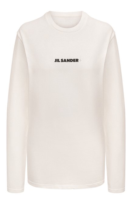 Женская хлопковый лонгслив JIL SANDER белого цвета, арт. J40GC0117/J20103 | Фото 1 (Драгоценные �камни: Проставлено; Рукава: Длинные; Материал внешний: Хлопок; Материал сплава: Проставлено; Длина (для топов): Стандартные; Стили: Минимализм; Принт: Без принта; Женское Кросс-КТ: Лонгслив-одежда)