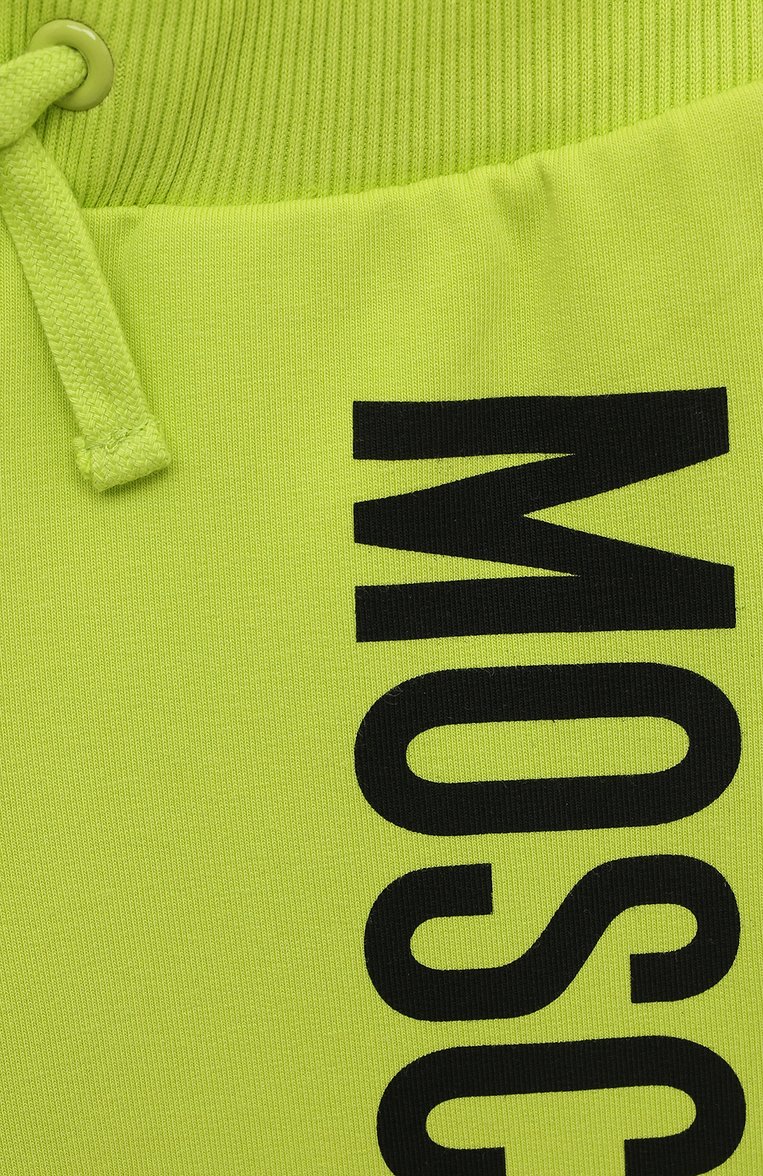 Детские хлопковые шорты MOSCHINO зеленого цвета, арт. HNQ007/LDA27/10A-14A | Фото 3 (Материал внешний: Хлопок; Случай: Повседневный; Нос: Не проставлено)