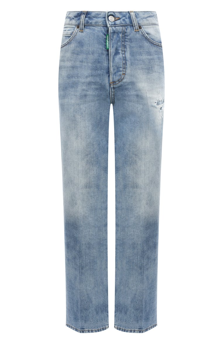 Женские джинсы DSQUARED2 голубого цвета, арт. S73LA0291/S30827 | Фото 1 (Длина (брюки, джинсы): Стандартные; Материал внешний: Хлопок, Деним; Силуэт Ж (брюки и джинсы): Бойфренды; Кросс-КТ: Деним; Стили: Гранж)