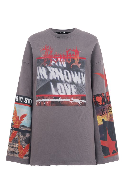 Хлопковый лонгслив Ksubi WFA25TE021 Серый WFA25TE021