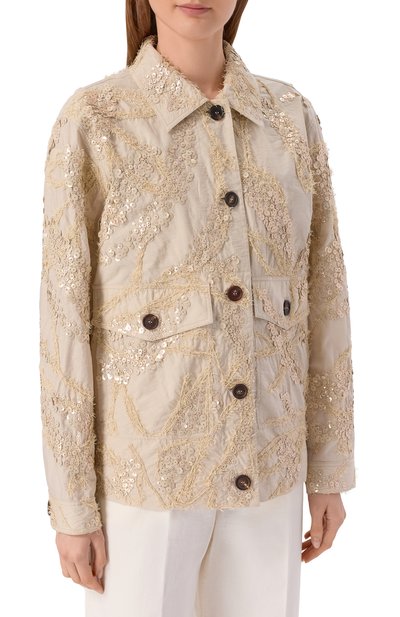 Хлопковая куртка с отделкой пайетками BRUNELLO CUCINELLI, арт. M0F79HM206, фото 3