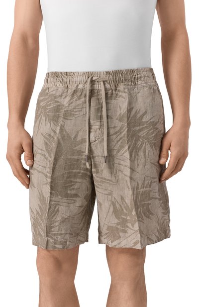 Льняные шорты INLINUM бежевого цвета по цене 24300 руб., арт. PAJAMA C0RT0/TR0PICAL, фото 3 Льняные шорты INLINUM, арт. PAJAMA C0RT0/TR0PICAL, фото 3