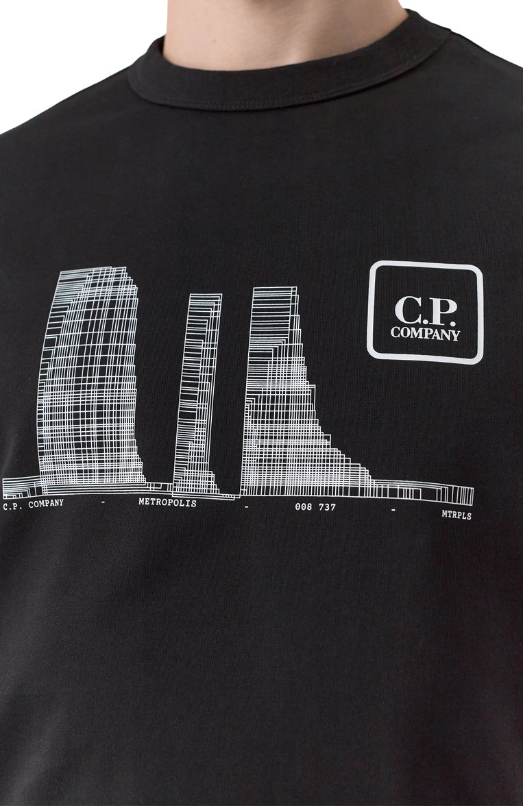 Мужской хлопковый свитшот C.P. COMPANY черного цвета, арт. 18CLSS051A006452W | Фото 5 (Длина (для топов): Стандартные; Драгоценные камни: Проставлено; Материал сплава: Проставлено; Рукава: Длинные; Материал внешний: Хлопок; Мужское Кросс-КТ: свитшот-одежда; Принт: С принтом; Стили: Спорт-шик)