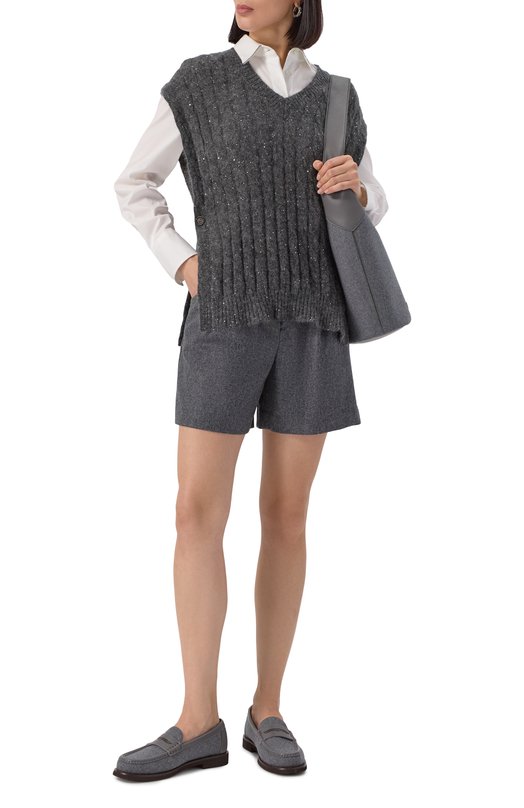 Шерстяные шорты Brunello Cucinelli M038PP9073 Серый  M038PP9073 Фото 2