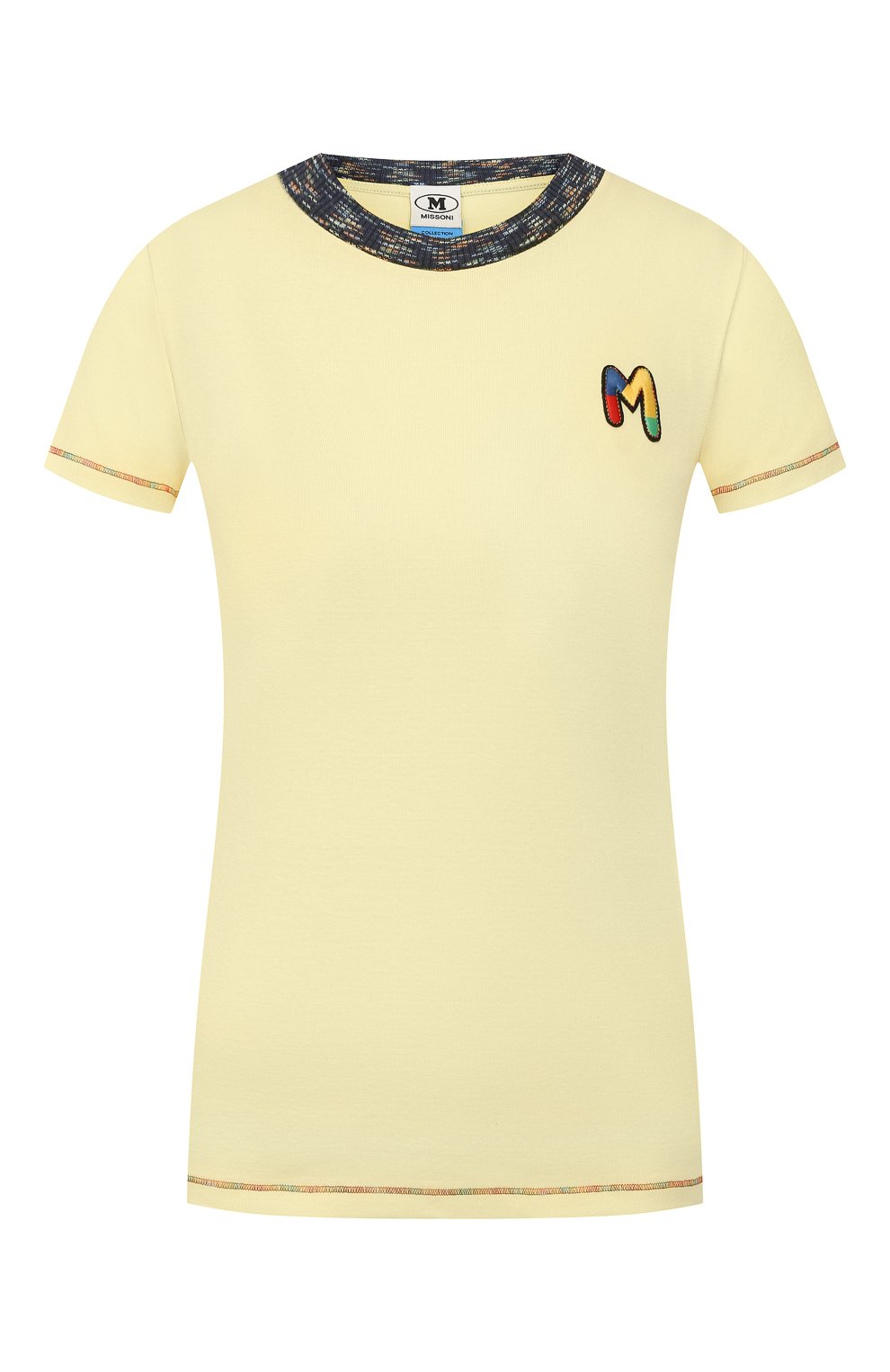 Хлопковая футболка M MISSONI желтого цвета по цене 8995 руб., арт. 2DL00046/2J002U, фото 1 Хлопковая футболка M MISSONI, арт. 2DL00046/2J002U, фото 1