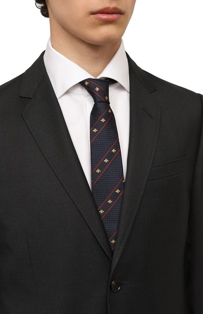 Шелковый галстук GUCCI темно-синего цвета по цене 28800 руб., арт. 451528 4E002, фото 2 Шелковый галстук GUCCI, арт. 451528 4E002, фото 2