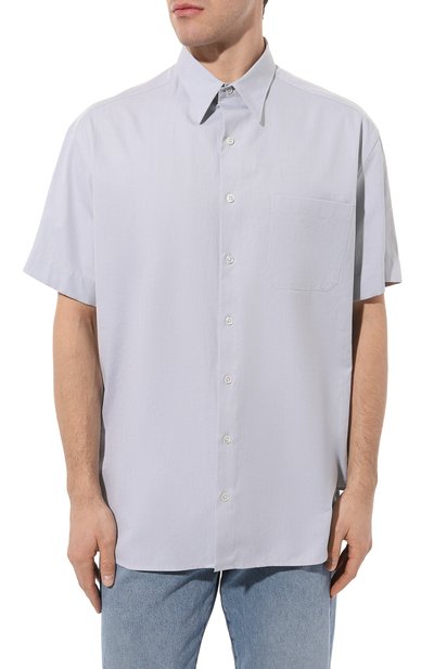 Хлопковая рубашка GIORGIO ARMANI голубого цвета по цене 58850 руб., арт. 4SGCC099/T04S6, фото 3 Хлопковая рубашка GIORGIO ARMANI, арт. 4SGCC099/T04S6, фото 3
