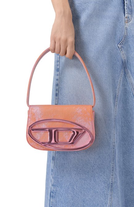 Женская сумка 1dr DIESEL оранжевого цвета, арт. X08396/P6810 | Фото 2 (Размер: mini; Материал: Текстиль; Ремень/цепочка: На ремешке; Материал сплава: Проставлено; Драгоценные камни: Проставлено)