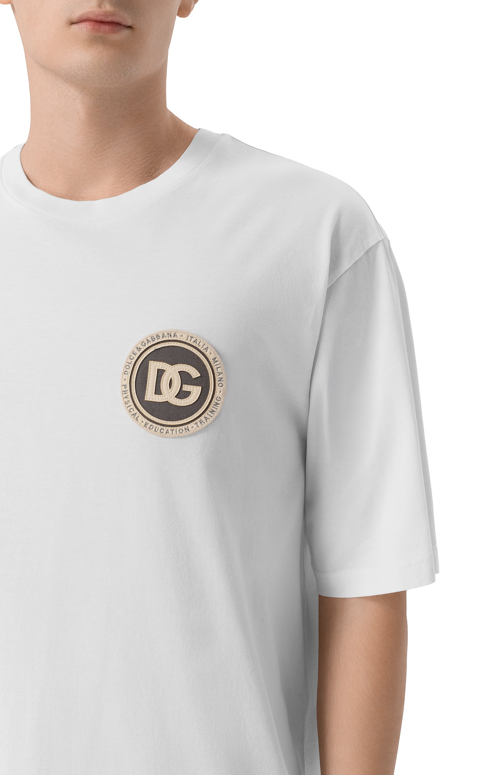 Хлопковая футболка DOLCE & GABBANA белого цвета по цене 59250 руб., арт. G8PN9Z/G7PZF, фото 5 Хлопковая футболка DOLCE & GABBANA, арт. G8PN9Z/G7PZF, фото 5