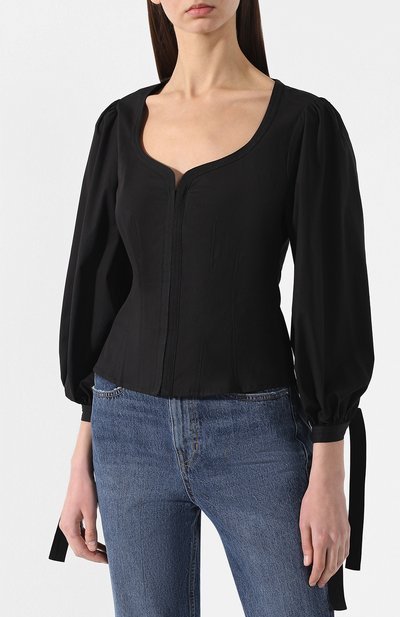 Хлопковая блузка PROENZA SCHOULER черного цвета по цене 44750 руб., арт. R1914041-SC037, фото 3 Хлопковая блузка PROENZA SCHOULER, арт. R1914041-SC037, фото 3
