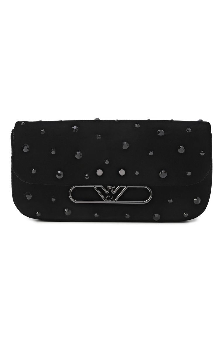 Женская сумка EMPORIO ARMANI черного цвета, арт. EW001492/AF14788 | Фото 1 (Ремень/цепочка: На ремешке; Материал: Текстиль; Размер: mini; Автоматизация состава: Проставлено; Автоматизация ТО: Проставлено)