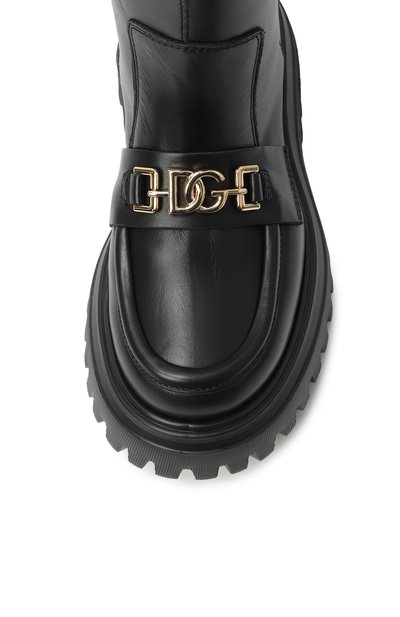 Кожаные ботинки DOLCE & GABBANA черного цвета по цене 65900 руб., арт. D11328/A0227/37-39, фото 4 Кожаные ботинки DOLCE & GABBANA, арт. D11328/A0227/37-39, фото 4