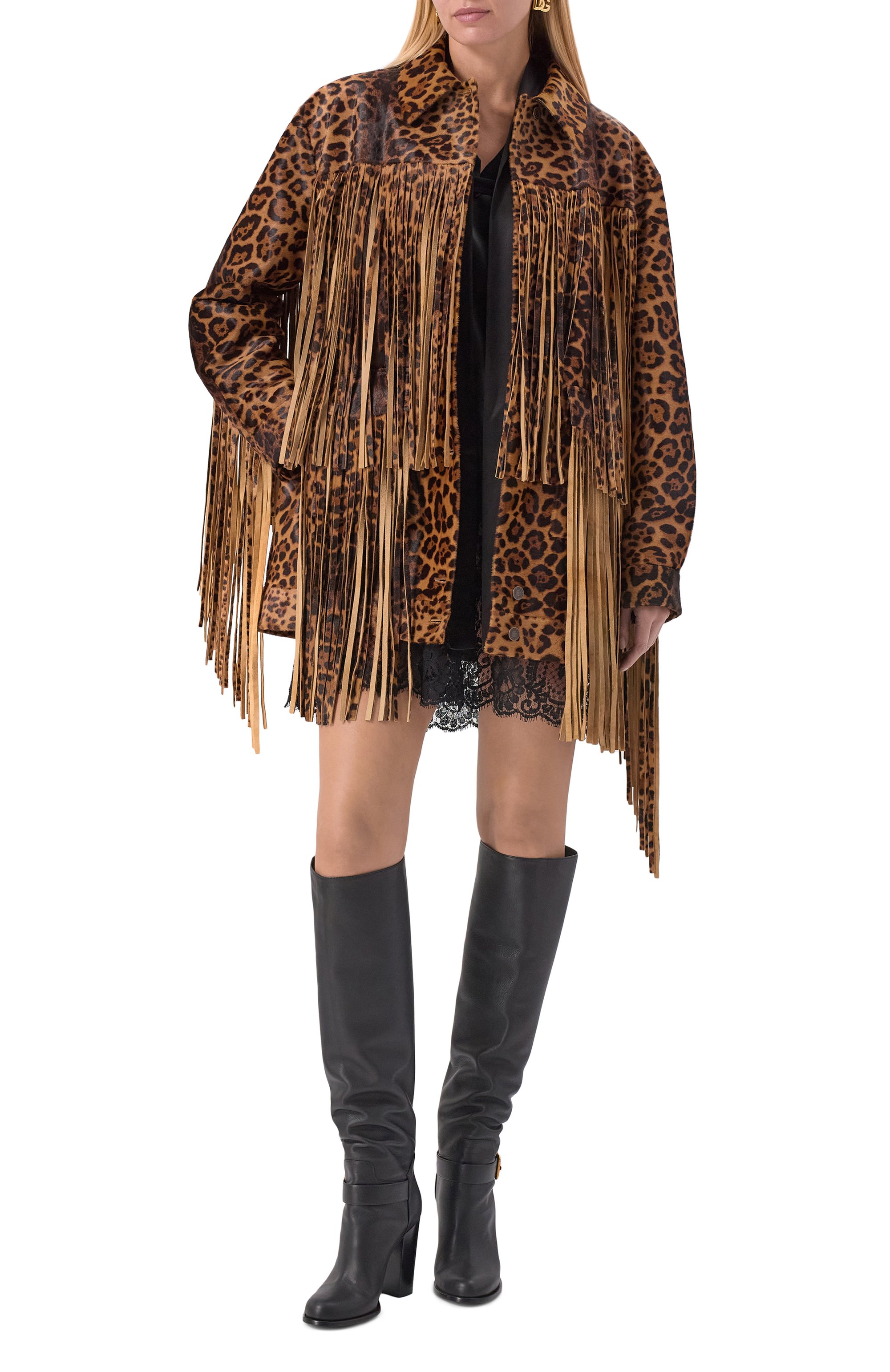 Кожаная куртка DOLCE & GABBANA леопардового цвета по цене 1915000 руб., арт. F9T45L/HULXR, фото 2 Кожаная куртка DOLCE & GABBANA, арт. F9T45L/HULXR, фото 2