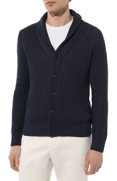 Кардиган изо льна и хлопка GRAN SASSO темно-синего цвета по цене 38850 руб., арт. 13168/18635, фото 3 Кардиган изо льна и хлопка GRAN SASSO, арт. 13168/18635, фото 3