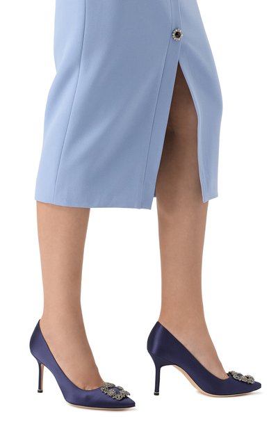 Текстильные туфли hangisi 90 MANOLO BLAHNIK темно-синего цвета по цене 142500 руб., арт. 9XX-0663/SAT, фото 3 Текстильные туфли hangisi 90 MANOLO BLAHNIK, арт. 9XX-0663/SAT, фото 3