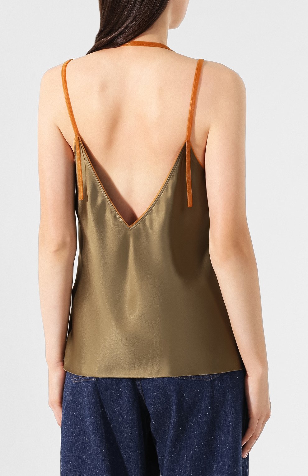 Топ из вискозы HELMUT LANG хаки цвета по цене 48850 руб., арт. J05HW503, фото 4 Топ из вискозы HELMUT LANG, арт. J05HW503, фото 4