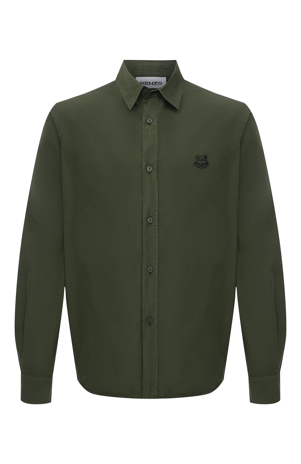 Хлопковая рубашка KENZO хаки цвета по цене 18200 руб., арт. FB55CH4001LA, фото 1 Хлопковая рубашка KENZO, арт. FB55CH4001LA, фото 1
