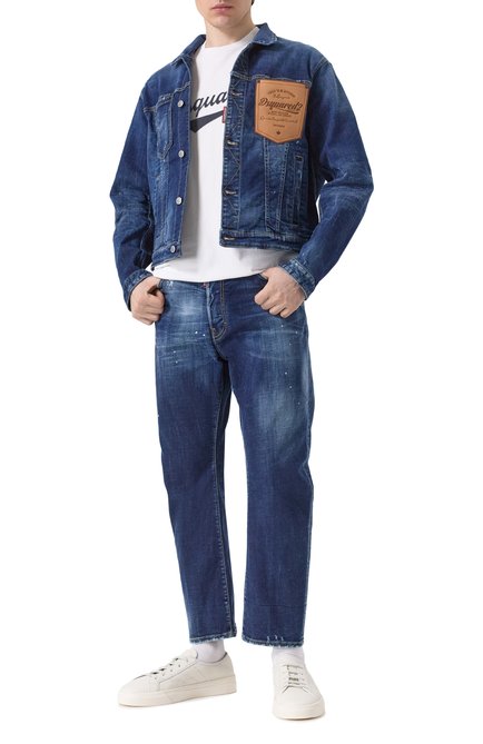 Мужские джинсы DSQUARED2 синего цвета, арт. S74LB1655/S30664 | Фото 2 (Материал сплава: Проставлено; Драгоценные камни: Проставлено; Длина (брюки, джинсы): Стандартные)