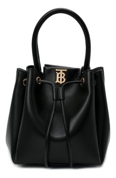 Женская сумка bucket BURBERRY черного цвета, арт. 8028541 | Фото 1 (Сумки-технические: Сумки top-handle; Материал: Натуральная кожа; Материал сплава: Проставлено; Размер: mini; Ремень/цепочка: На ремешке; Драгоценные камни: Проставлено)