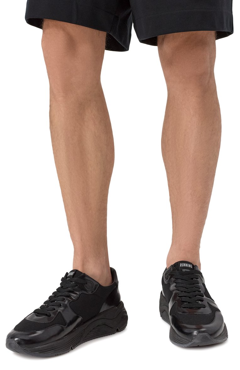 Мужские комбинированные кроссовки running sole GOLDEN GOOSE DELUXE BRAND черного цвета, арт. GMF00126.F006878 | Фото 3 (Материал внешний: Текстиль, Натуральная кожа; Материал внутренний: Текстиль; Подошва: Массивная; Стили: Классический; Кросс-КТ: Низкие; Материал утеплителя: Без утеплителя)