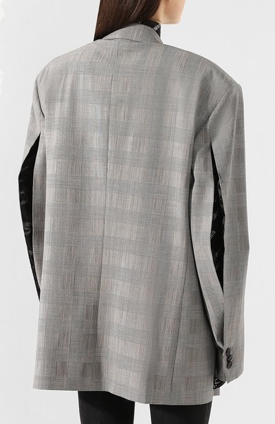 Шерстяной жакет VETEMENTS серого цвета по цене 162000 руб., арт. SS20JA106 1201/W/GREY CHECK, фото 4 Шерстяной жакет VETEMENTS, арт. SS20JA106 1201/W/GREY CHECK, фото 4