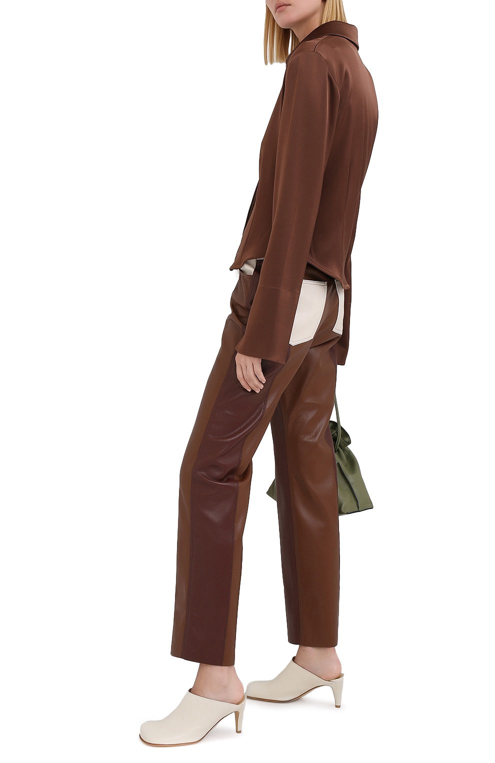 Брюки NANUSHKA коричневого цвета по цене 57850 руб., арт. VINNI_BR0WN PATCH_VEGAN LEATHER, фото 2 Брюки NANUSHKA, арт. VINNI_BR0WN PATCH_VEGAN LEATHER, фото 2