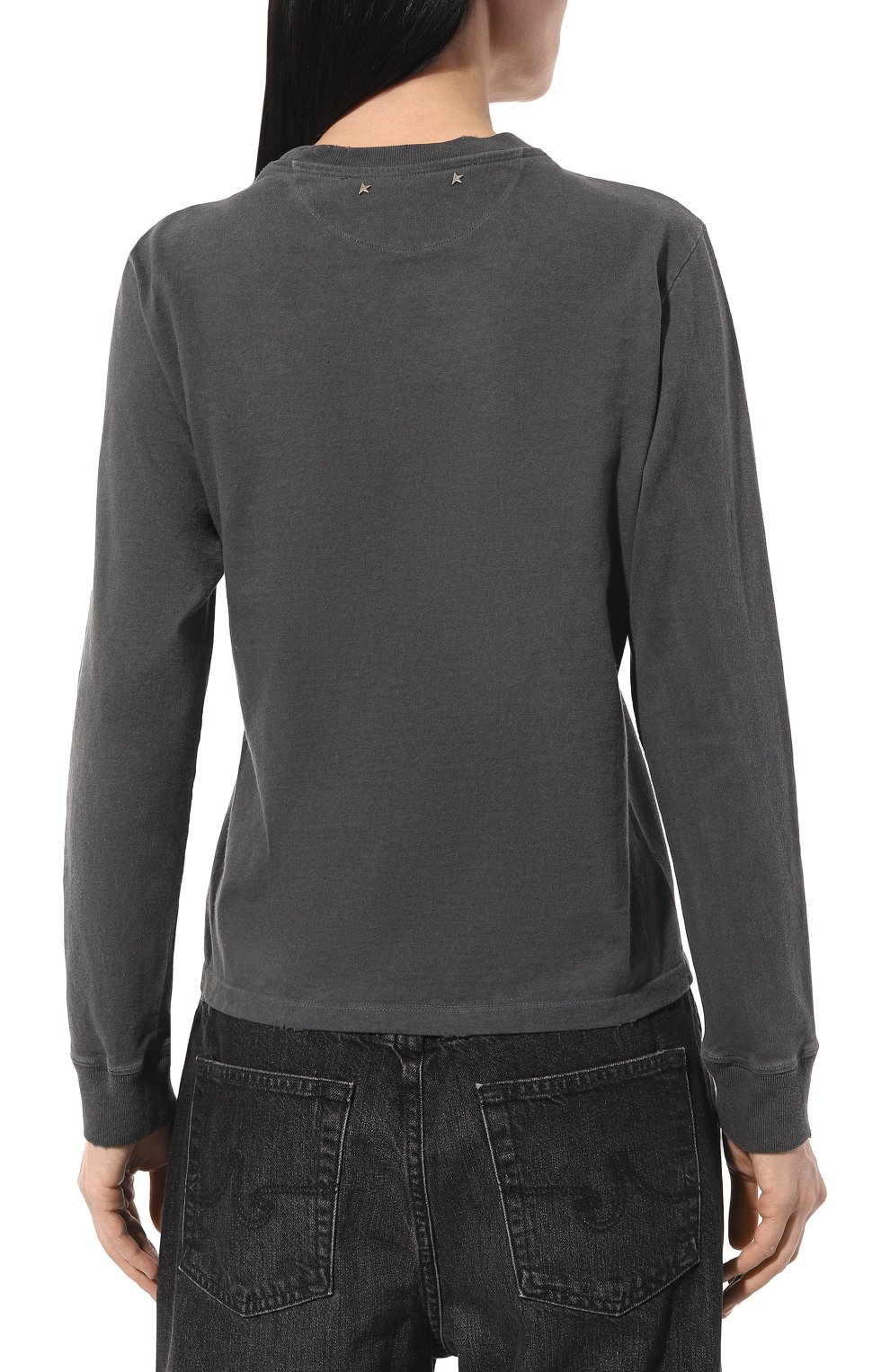 Хлопковый пуловер GOLDEN GOOSE DELUXE BRAND темно-серого цвета по цене 24750 руб., арт. GWP01419.P001223, фото 4 Хлопковый пуловер GOLDEN GOOSE DELUXE BRAND, арт. GWP01419.P001223, фото 4
