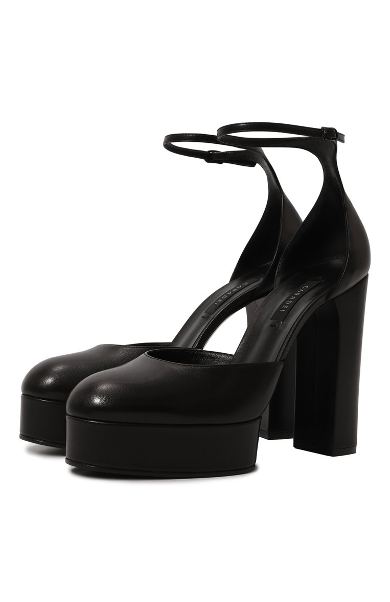 Женские кожаные туфли betty CASADEI черного цвета, арт. 1H977W1201MIN0R9000 | Фото 1 (Подошва: Платформа; Каблук высота: Высокий; Материал внутренний: Натуральная кожа; Каблук тип: Устойчивый; Материал внешний: Натуральная кожа)