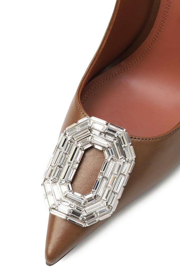 Женские кожаные туфли camelia 105 AMINA MUADDI коричневого цвета, арт. CAMELIA PUMP 105_ | Фото 7 (Автоматизация состава: Проставлено; Материал внешний: Натуральная кожа; Материал внутренний: Натуральная кожа; Автоматизация ТО: Проставлено; Каблук высота: Высокий; Подошва: Плоская; Каблук тип: Шпилька)