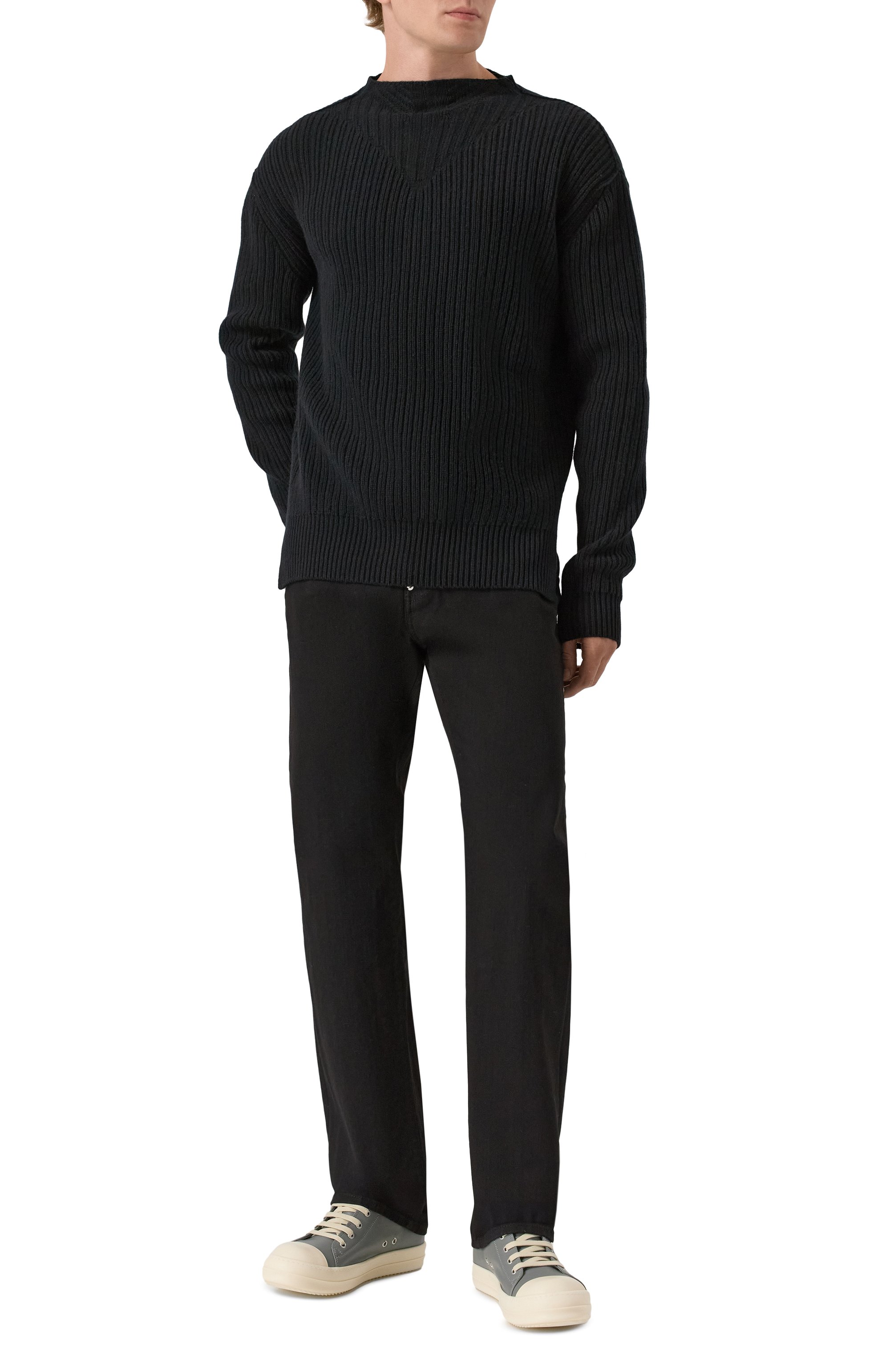 Шерстяной свитер RICK OWENS черного цвета по цене 106000 руб., арт. RU02E1649/KWV, фото 2 Шерстяной свитер RICK OWENS, арт. RU02E1649/KWV, фото 2