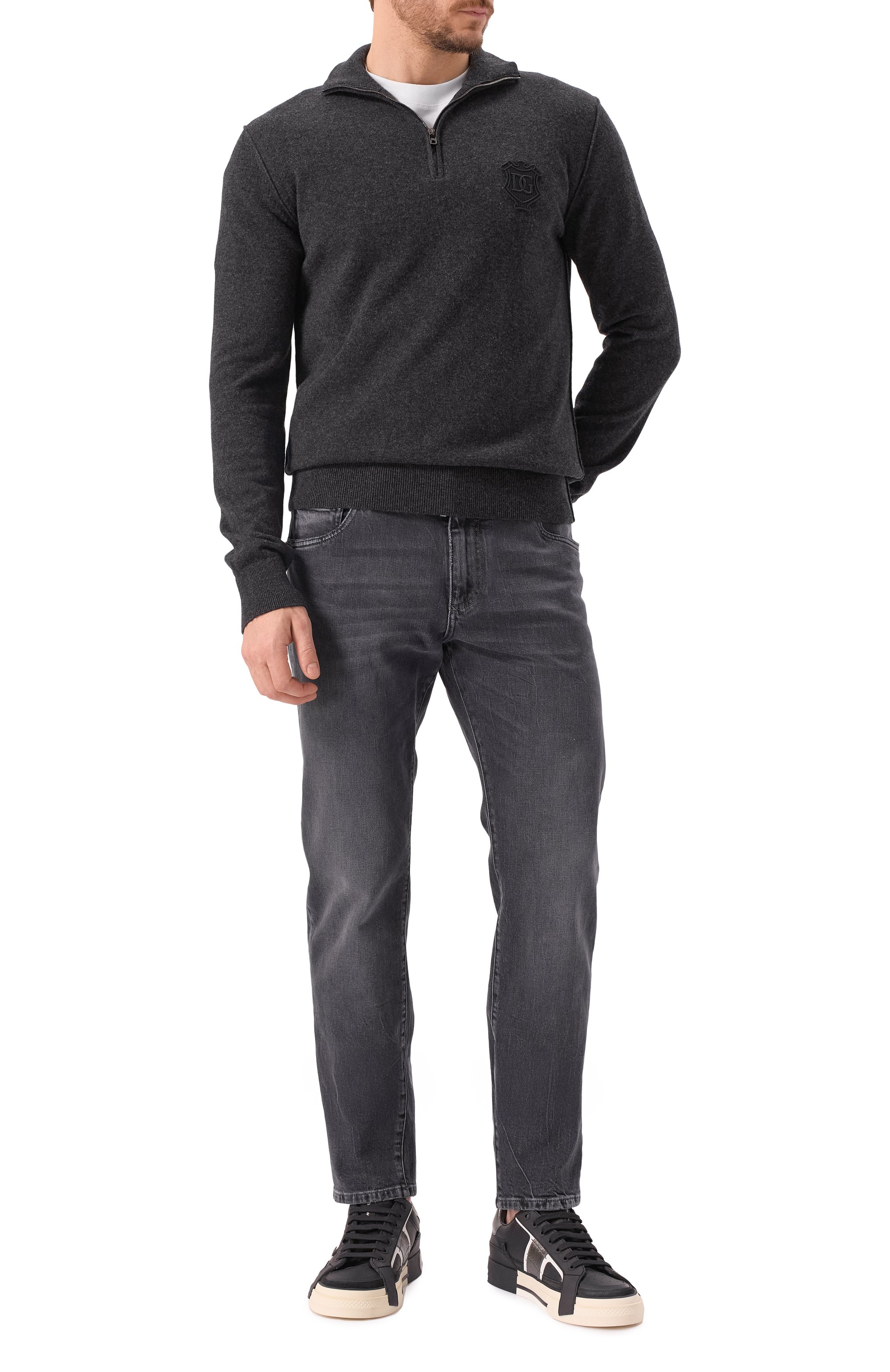 Джинсы slim DOLCE & GABBANA темно-серого цвета по цене 95050 руб., арт. GY07CZ/G8MV4, фото 2 Джинсы slim DOLCE & GABBANA, арт. GY07CZ/G8MV4, фото 2