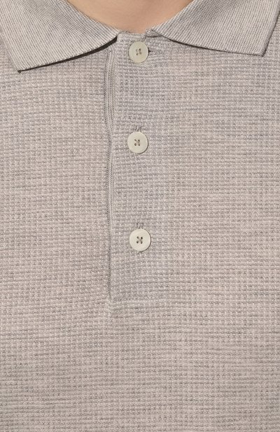 Поло из хлопка и шелка ZEGNA серого цвета по цене 61550 руб., арт. UC381A6/C748, фото 5 Поло из хлопка и шелка ZEGNA, арт. UC381A6/C748, фото 5